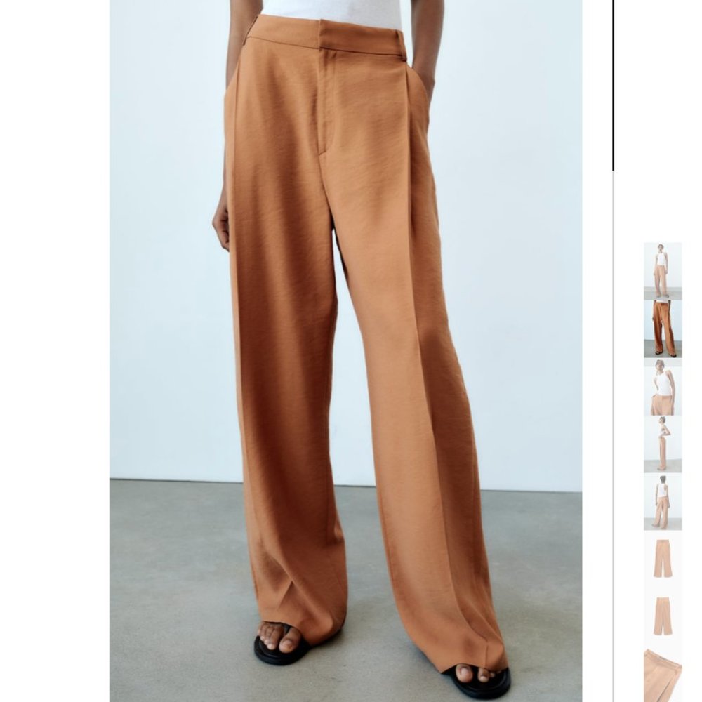 Elegant Tan Wide-Leg Pants